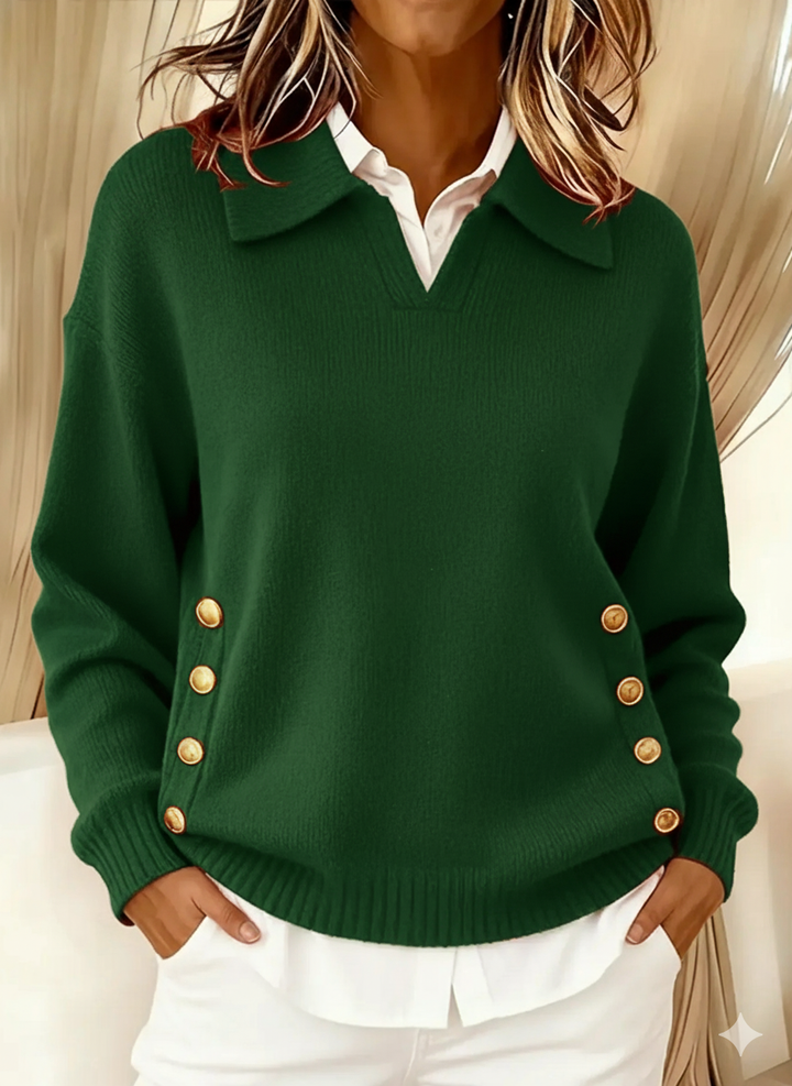 Navira – Mit Seitenschlitz und Stehkragen gestrickter Pullover