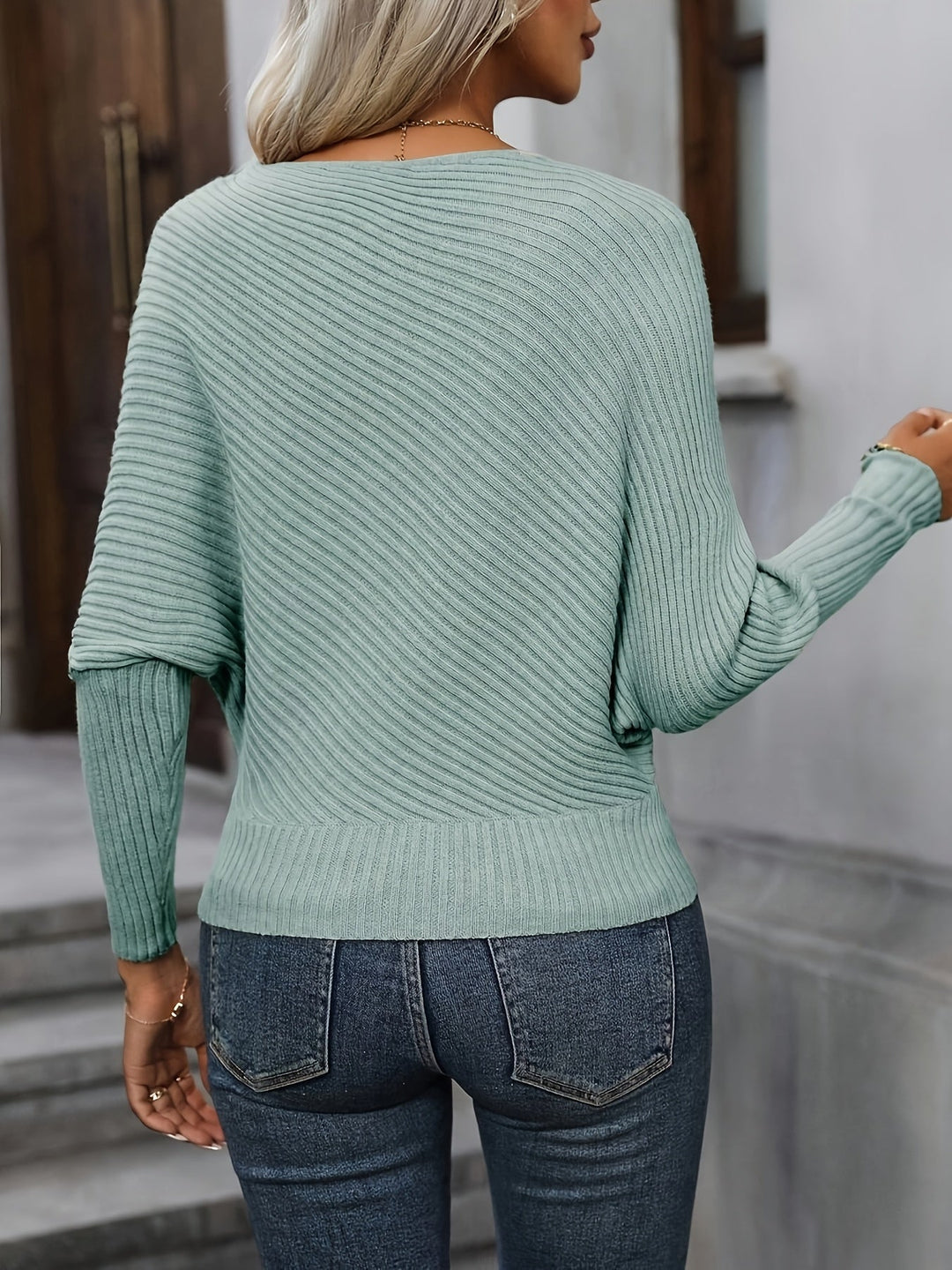 Mireva – Fledermausärmel-Rippstrick-Pullover