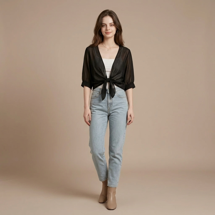 Nevora – vorne geknoteter Chiffon-Bolero