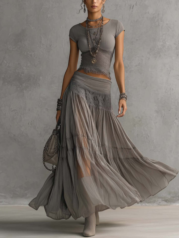 Nimara – Faltenrock-Set aus Chiffon