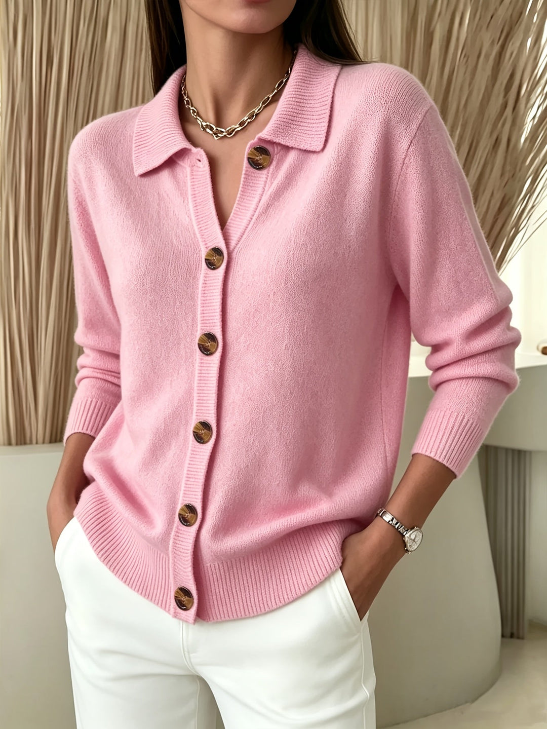 Relani – V-Ausschnitt Rippstrick-Cardigan