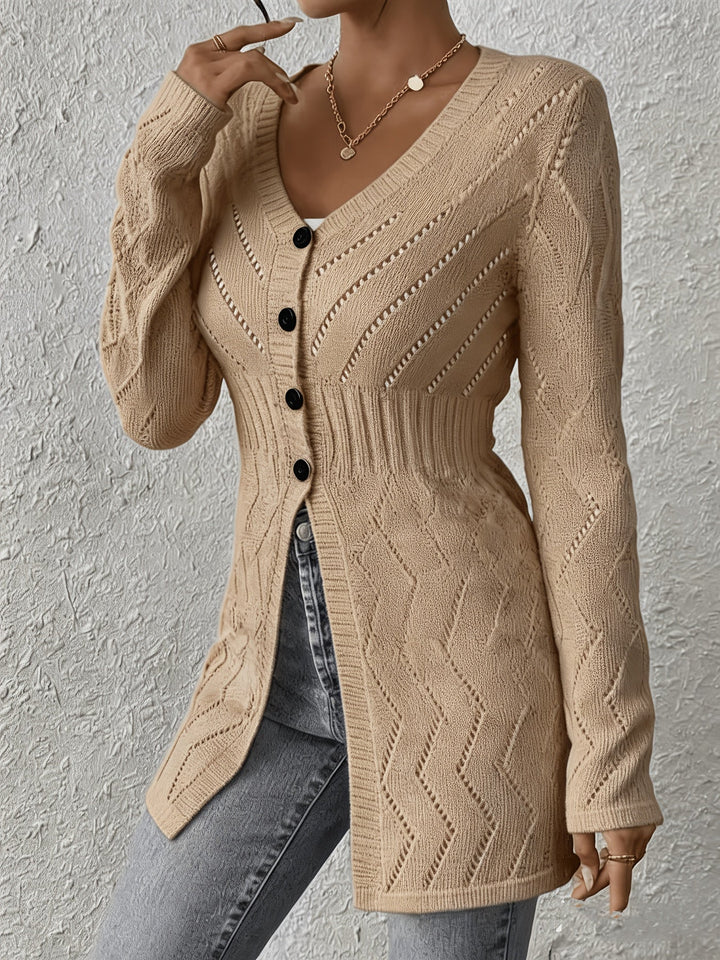 Renaya – V-Ausschnitt Strukturstrick-Strickjacke