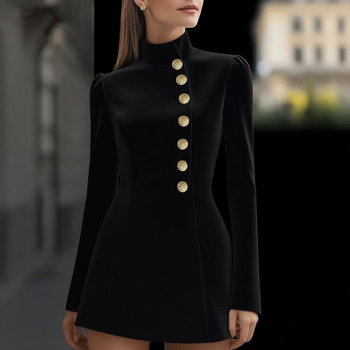 Velira – Stehkragen, gewebtes Kostümkleid