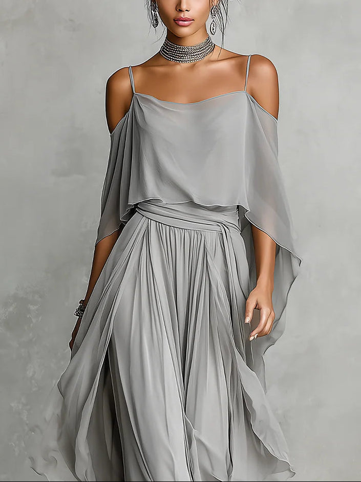 Arlise – Schulterfreies Chiffon-Set