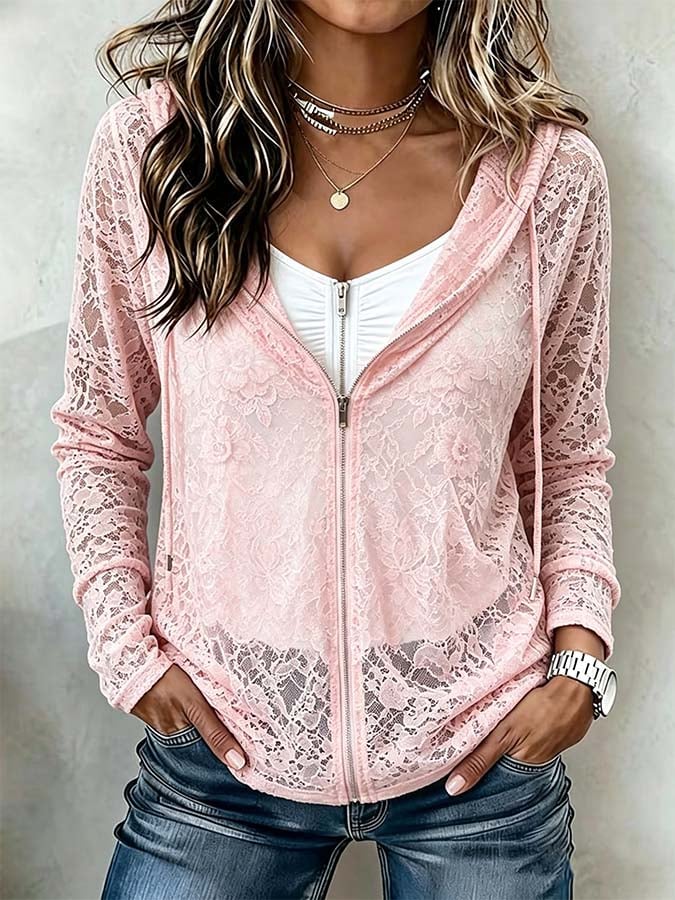 Novira – Bedruckte Spitzen-Strickjacke