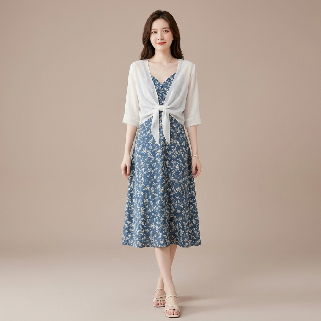 Nevora – vorne geknoteter Chiffon-Bolero