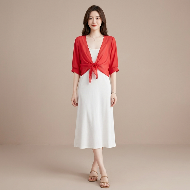 Nevora – vorne geknoteter Chiffon-Bolero