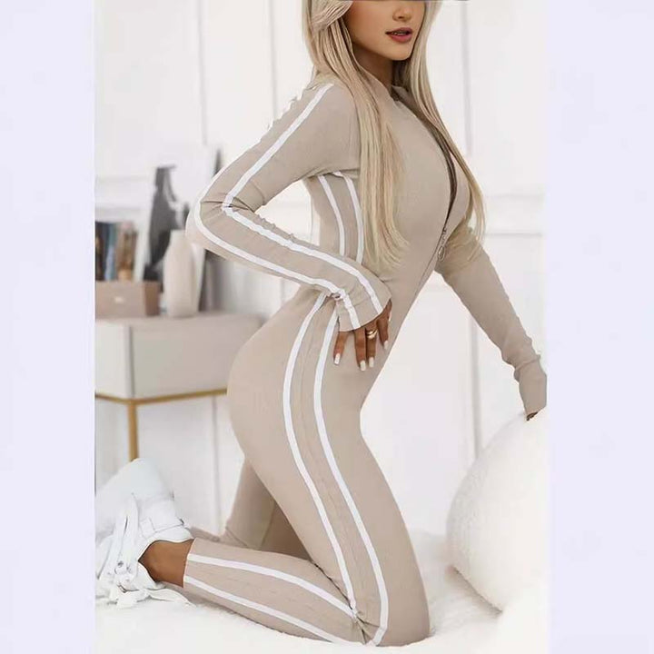 Vayla – Kontrast-Seitenstreifen Stretch-Jersey-Overall