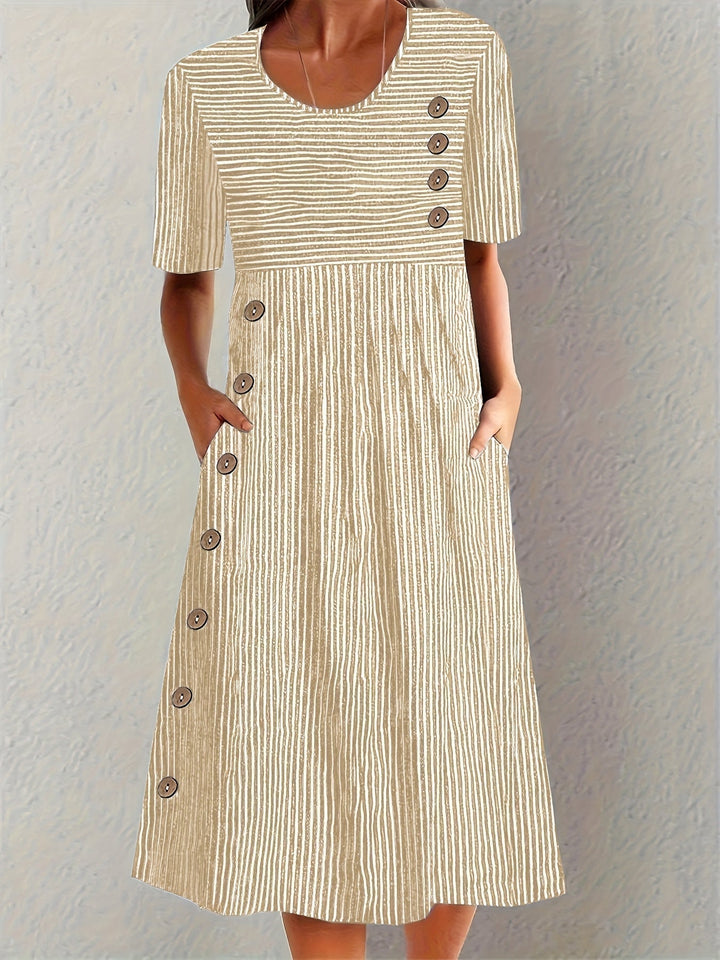 Mevara – Gestreiftes gewebtes Sommerkleid