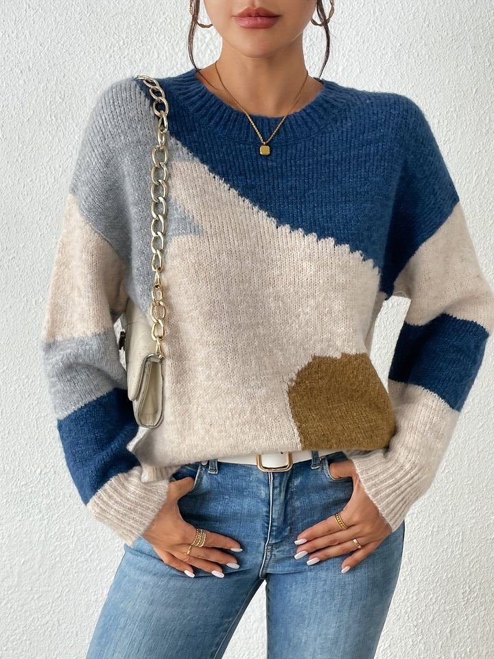 Luniva – Farbblock-Strickpullover