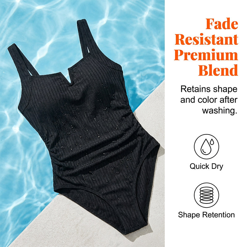 Vesara – Vorderraffung in Rippstrick, Einteiler-Badeanzug