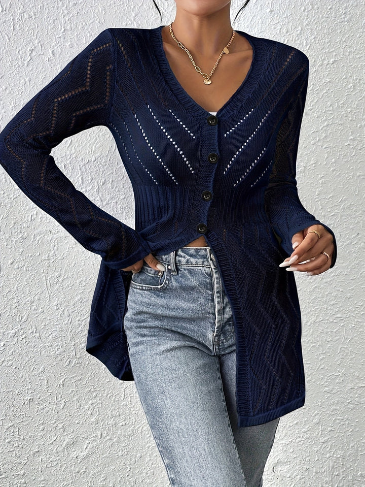 Renaya – V-Ausschnitt Strukturstrick-Strickjacke