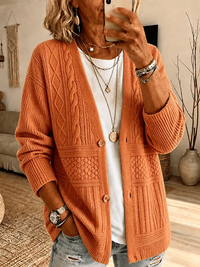 Nalira – bedruckte Jersey-Strickjacke