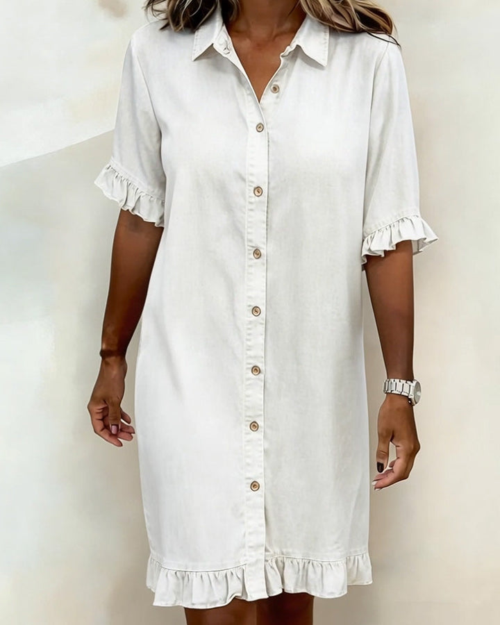 Kiraya – Denimkleid mit Rüschenärmeln