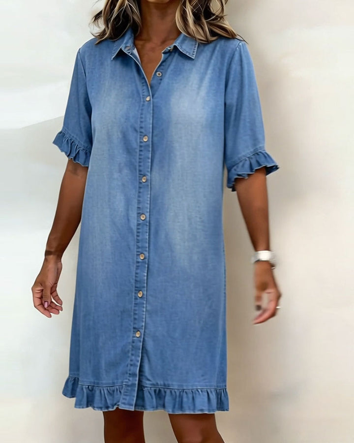Kiraya – Denimkleid mit Rüschenärmeln