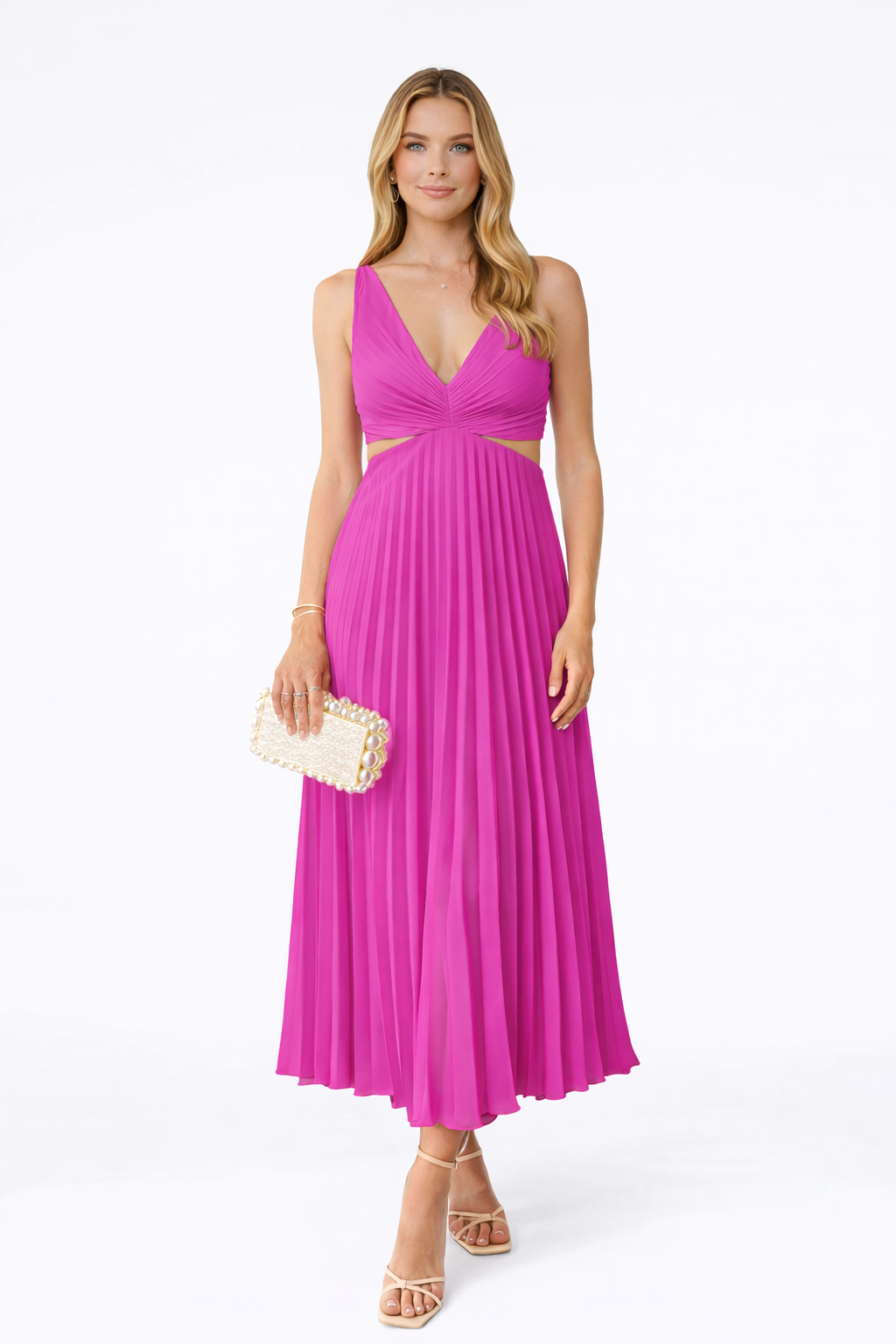 Virela – drapiertes gewebtes Maxikleid