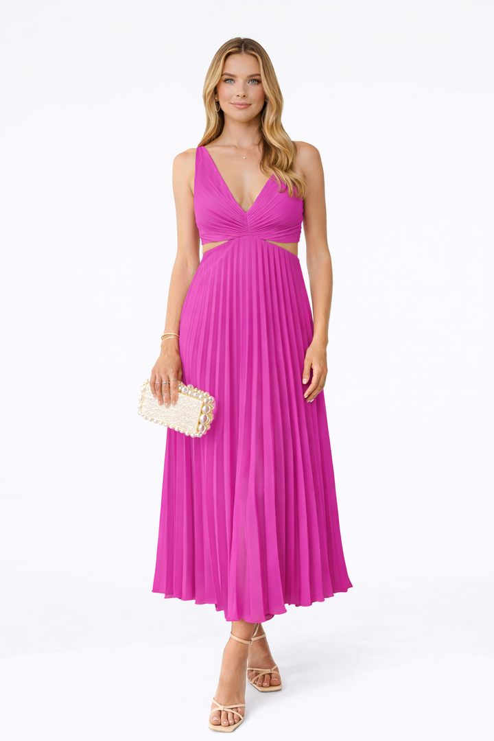Virela – drapiertes gewebtes Maxikleid