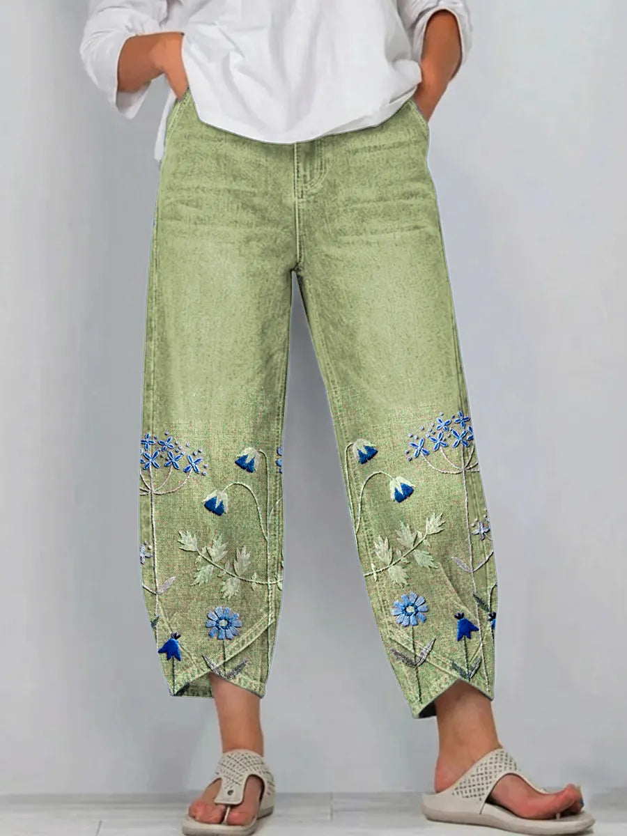 Anvera – bestickte Baumwollhose