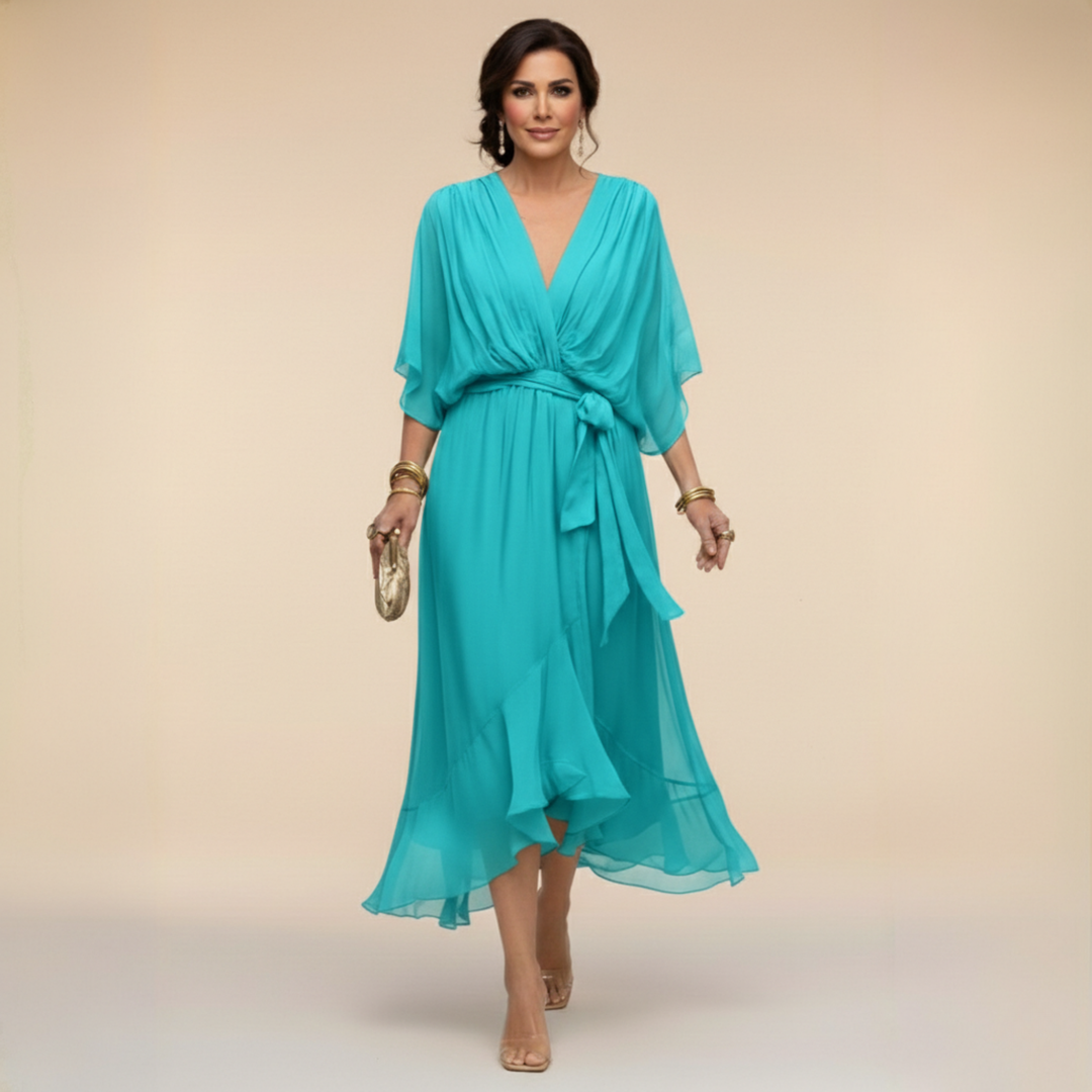 Nevaya - V-Neck Sheer Dress