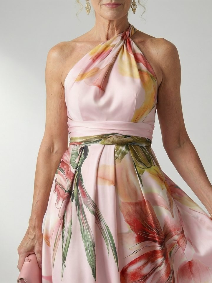 Mevara – Neckholder-Maxikleid mit Blumenmuster