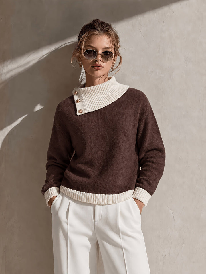 Calira – Asymmetrischer Halsausschnitt-Strickpullover