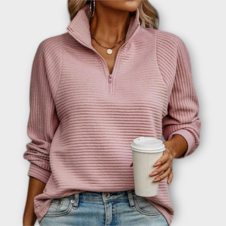 Zareli – Polo-Kragen mit Reißverschluss Wollmischungs-Pullover