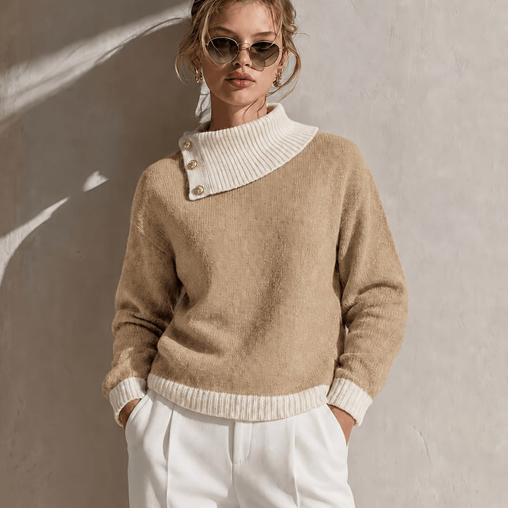 Calira – Asymmetrischer Halsausschnitt-Strickpullover