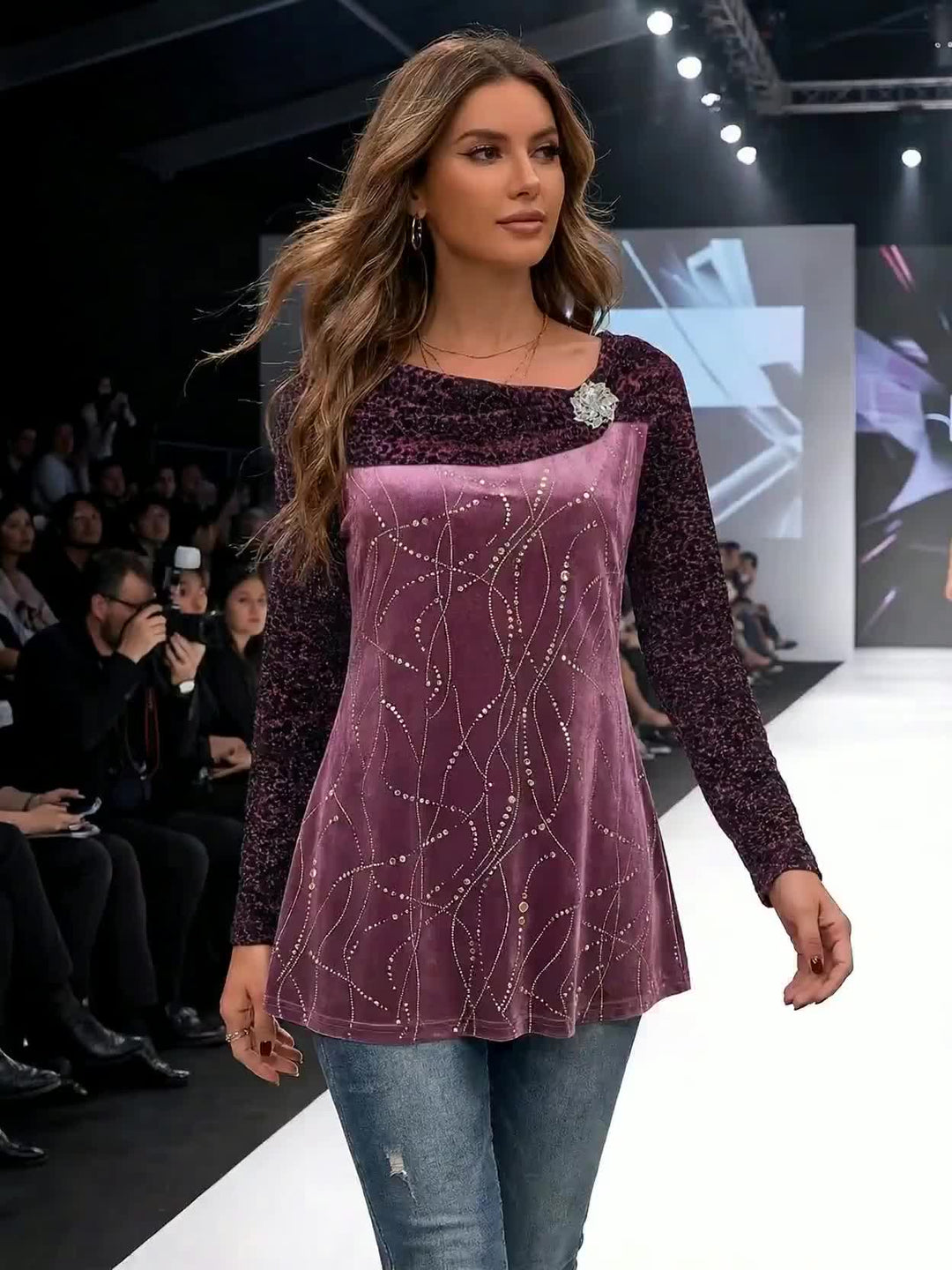 Avenya – mit Revers in Folienoptik, Strick-Pullover-Set