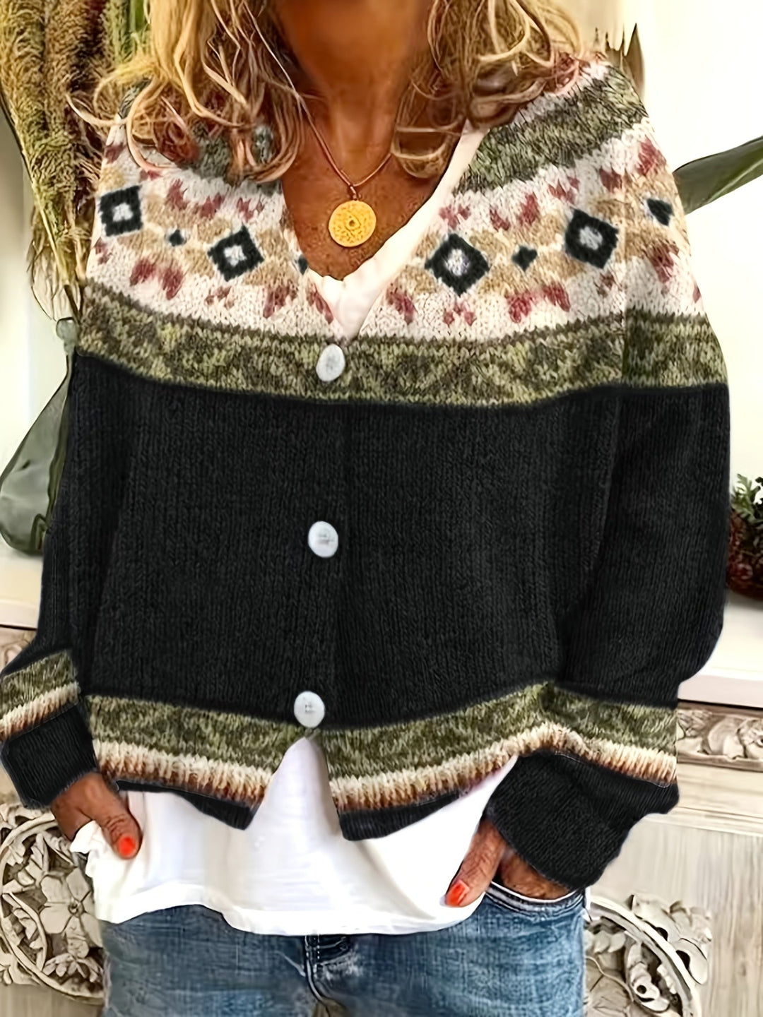 Mireva – Farbblock-Strickjacke