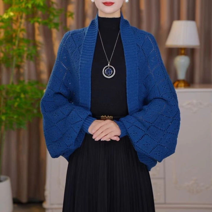 Eryla – Ajourstrick Schalkragen-Strickjacke