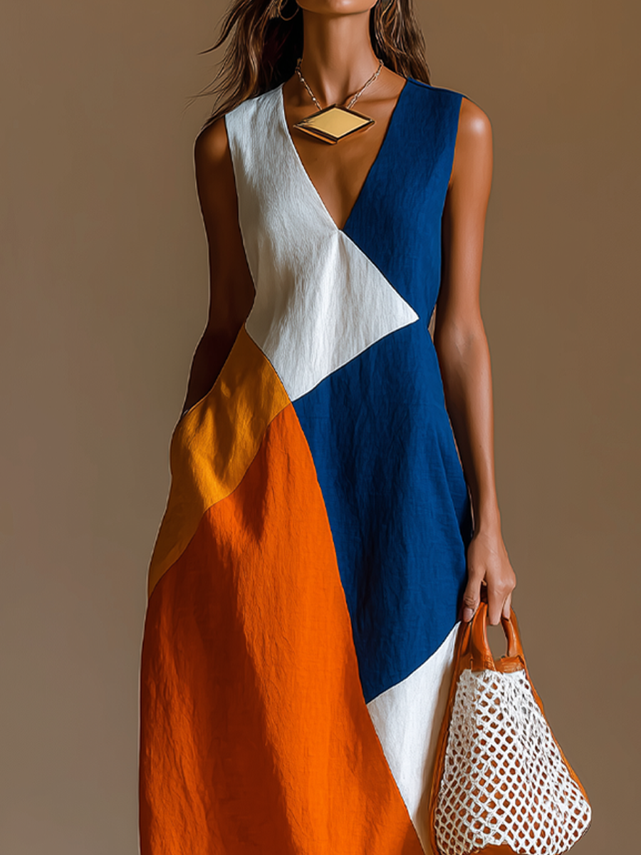 Navira – Farbblock-Patchwork-Maxikleid