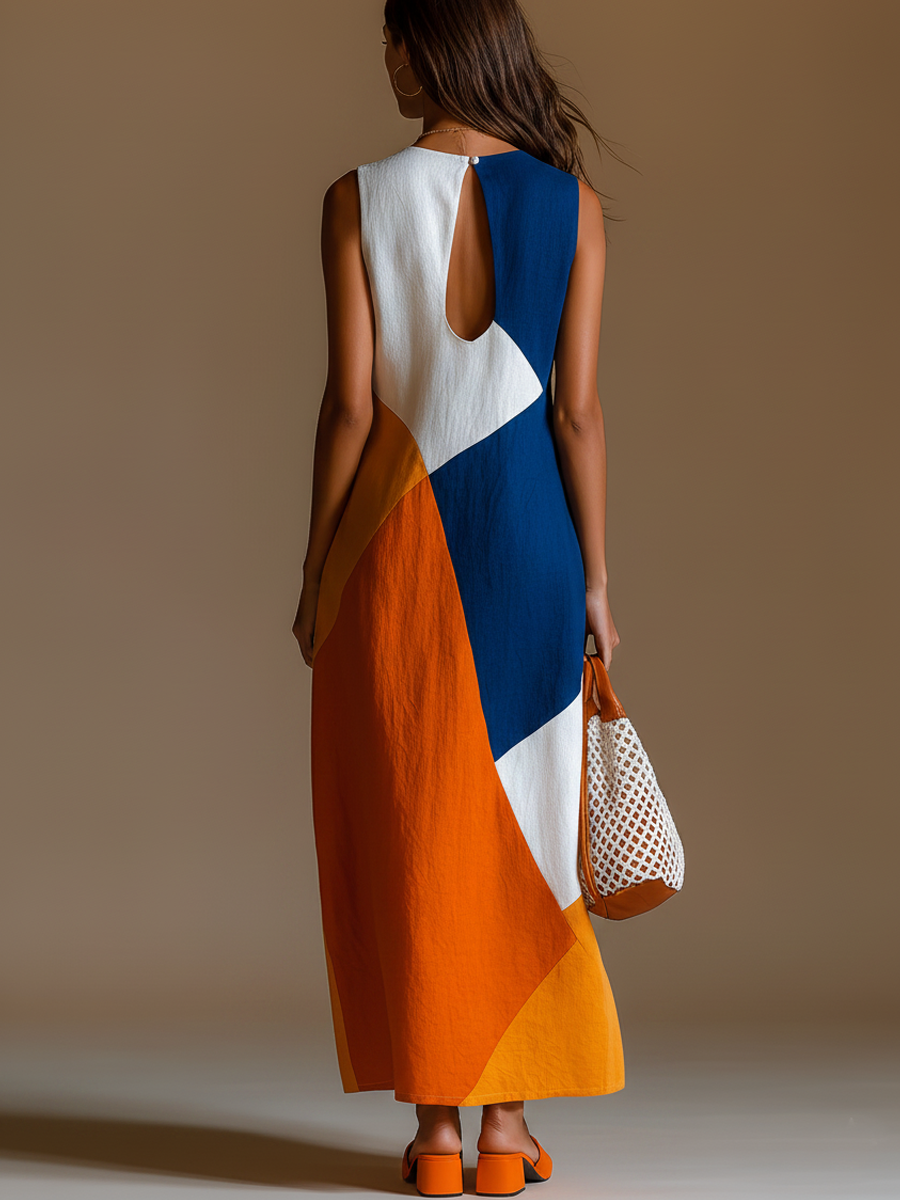 Navira – Farbblock-Patchwork-Maxikleid