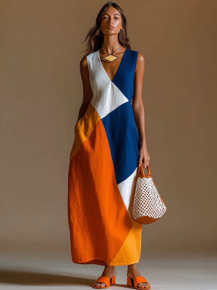 Navira – Farbblock-Patchwork-Maxikleid