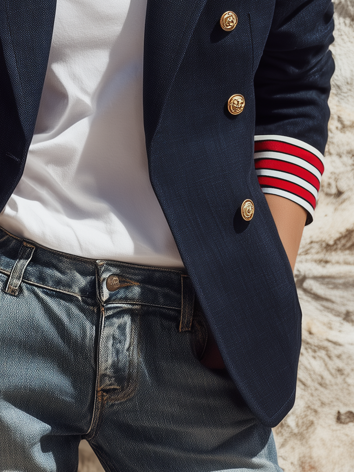 Naleva – Doppelreihiger Blazer aus Baumwollmischung