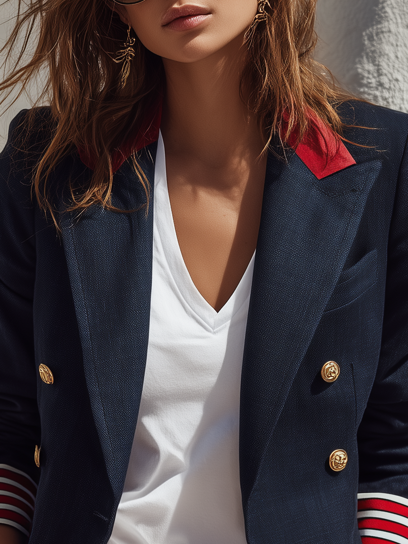 Naleva – Doppelreihiger Blazer aus Baumwollmischung