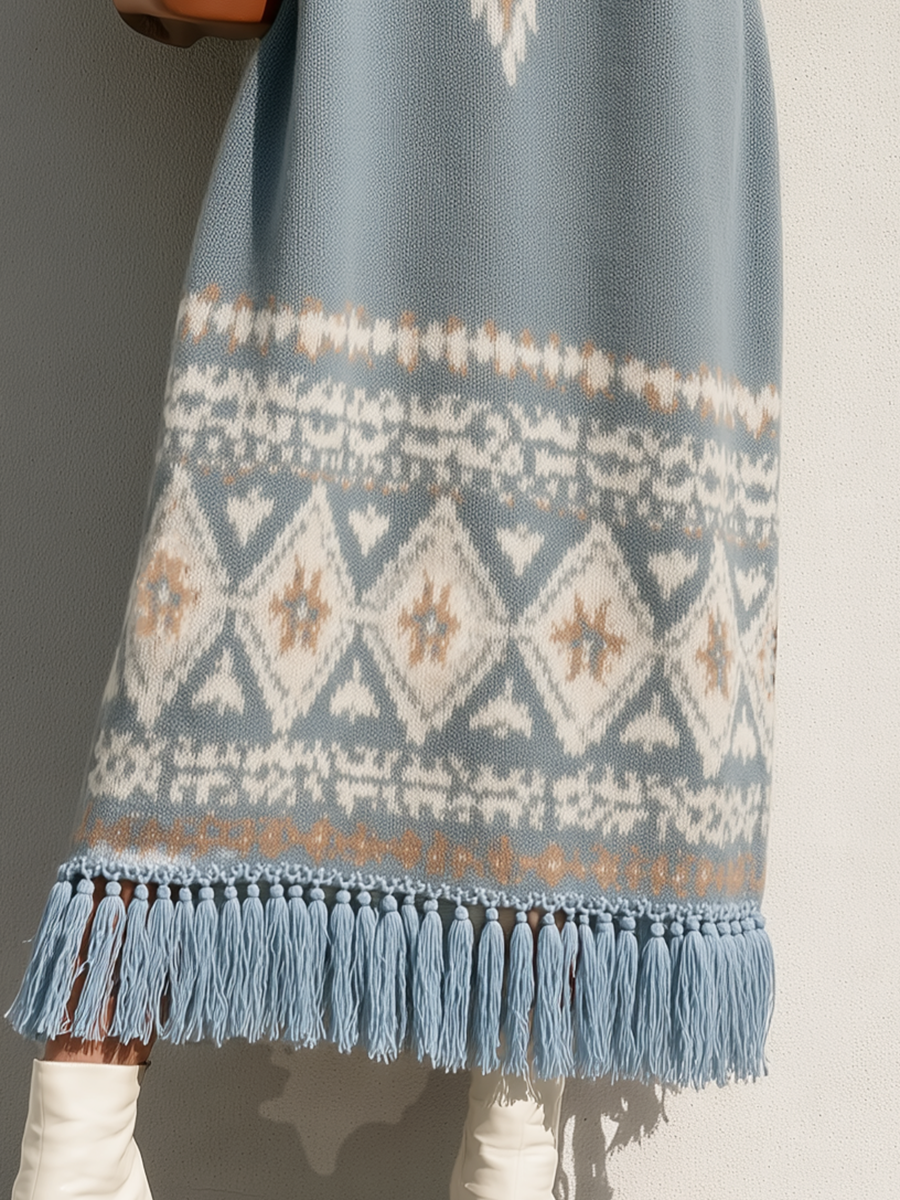 Ilyra – Fair-Isle-Jacquardstrick-Maxikleid