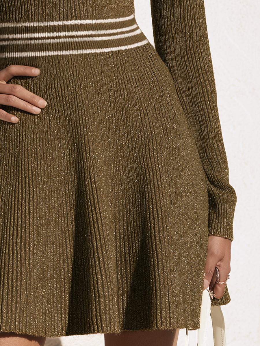 Vesina – Perlenbesetztes Rippstrick-Minikleid
