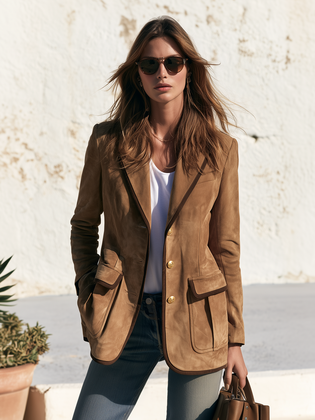 Relani – mit Kontrastbesatz, Kunstwildleder-Blazer