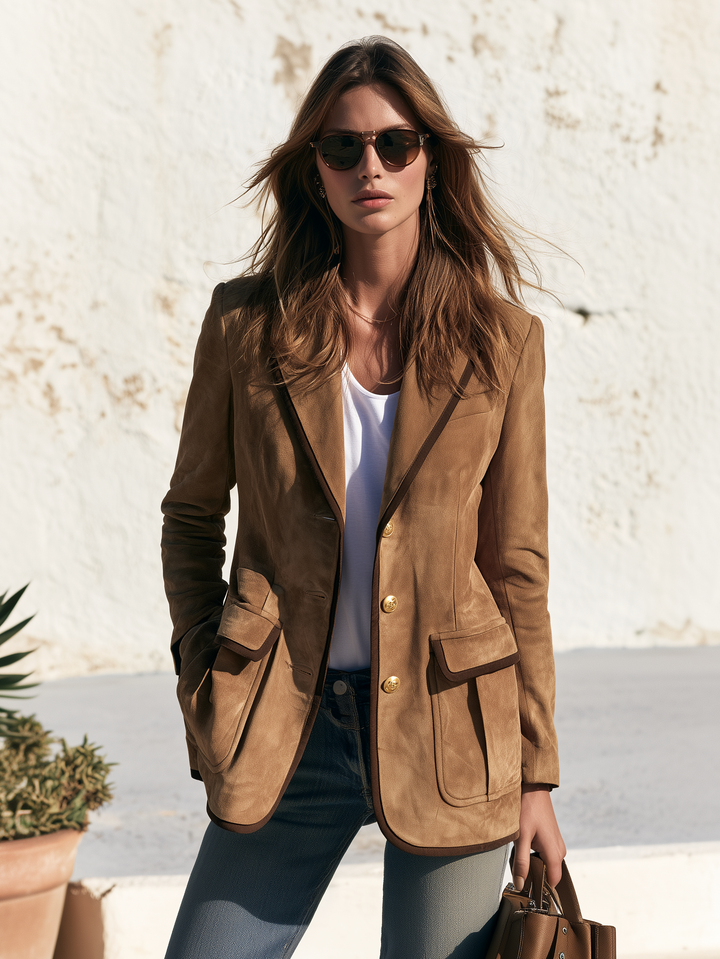 Relani – mit Kontrastbesatz, Kunstwildleder-Blazer