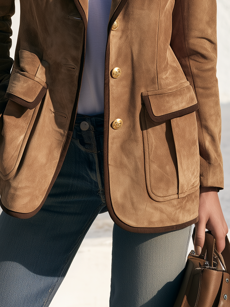 Relani – mit Kontrastbesatz, Kunstwildleder-Blazer