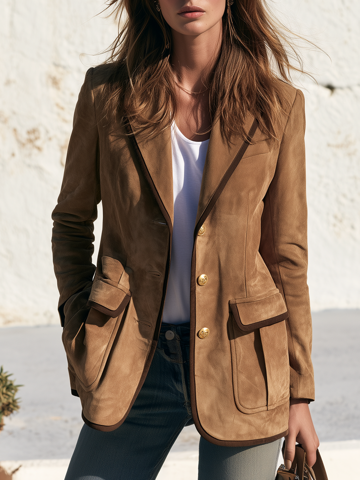 Relani – mit Kontrastbesatz, Kunstwildleder-Blazer