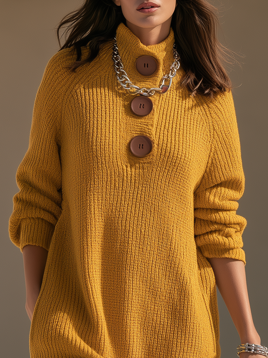 Tivise – Strick-Midi-Kleid mit großen Knöpfen