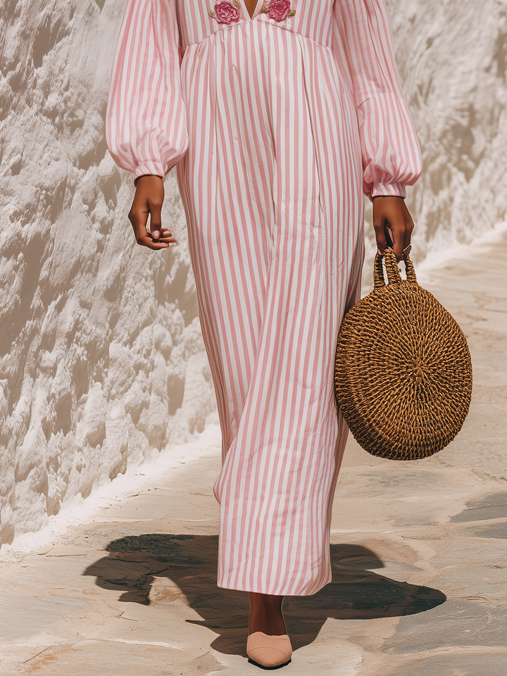 Jatelle – Besticktes Maxikleid aus Baumwollmischung