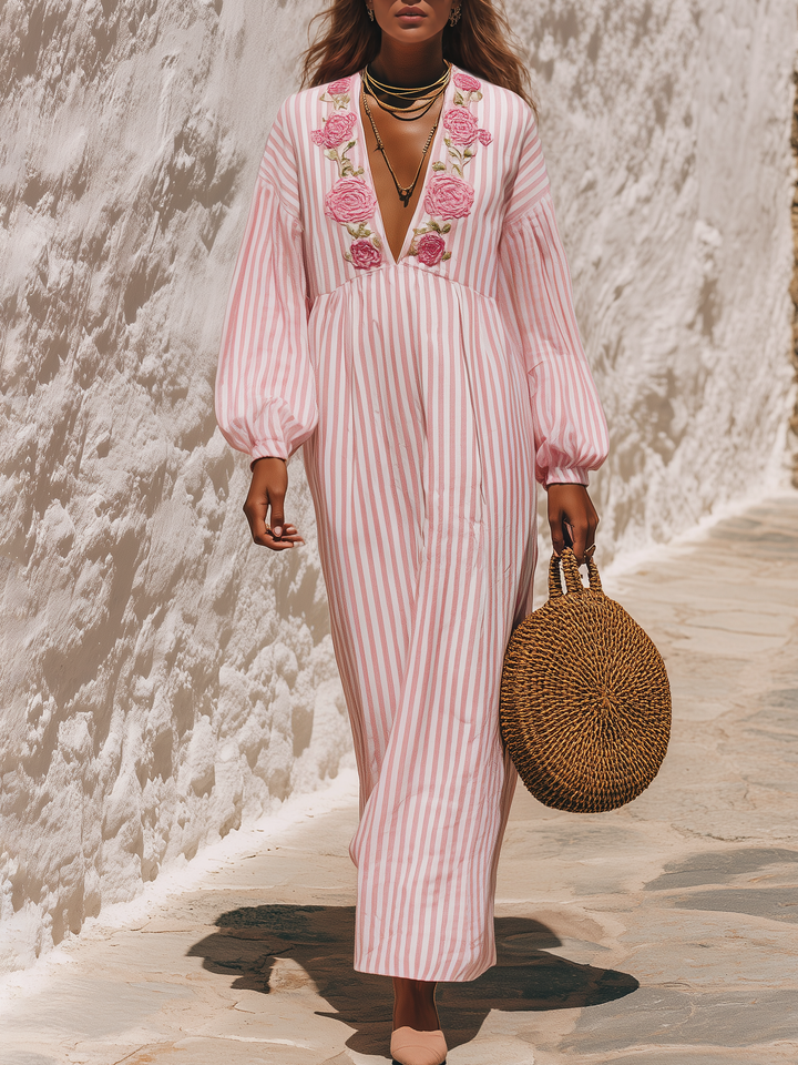 Jatelle – Besticktes Maxikleid aus Baumwollmischung