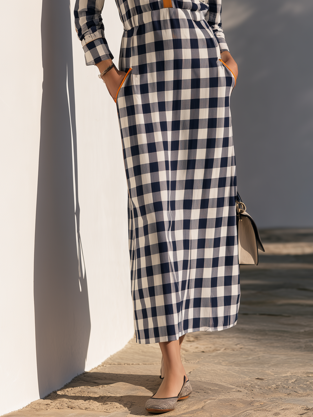Varise – kariertes Maxikleid aus Baumwollmix