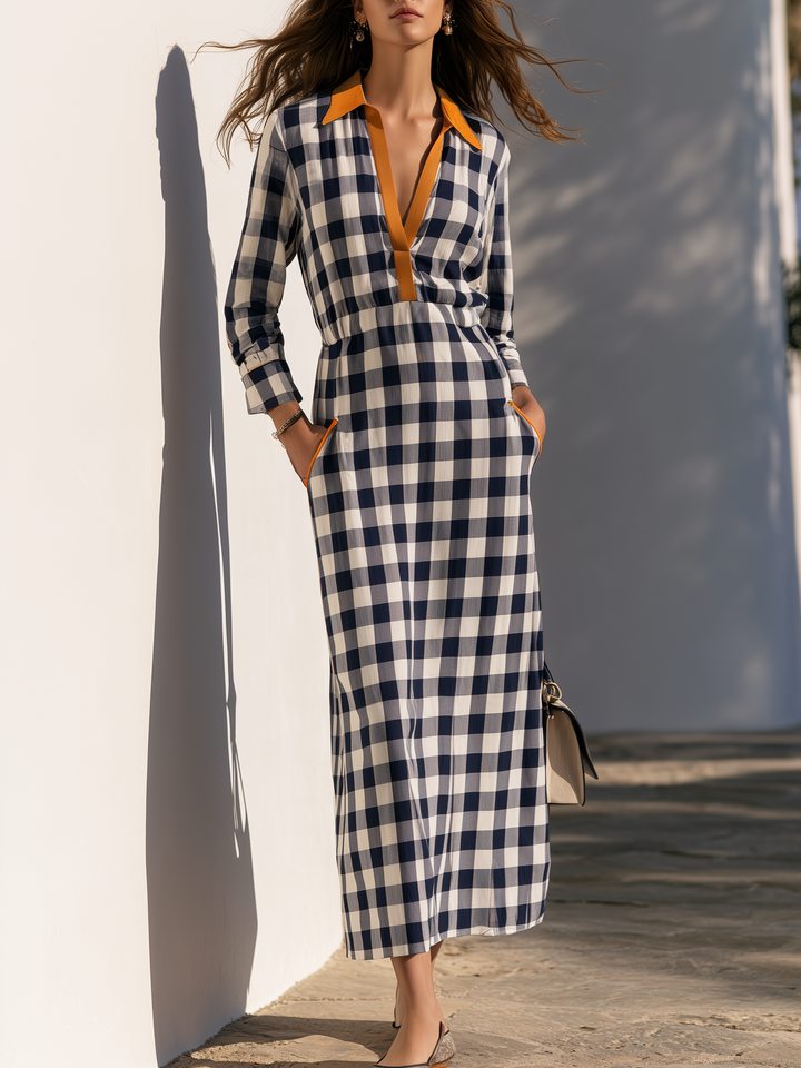 Varise – kariertes Maxikleid aus Baumwollmix