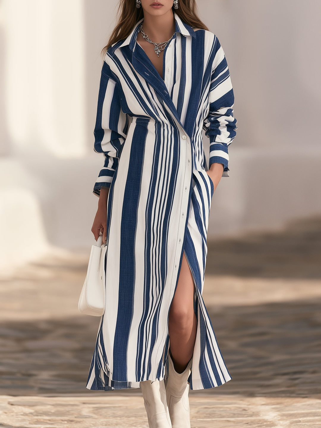 Zanise – vertikal gestreiftes Maxikleid