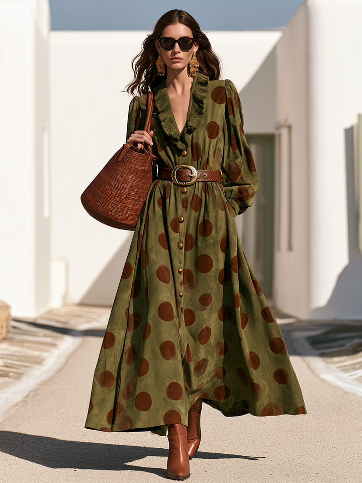 Zanise – Maxikleid aus Wildlederimitat mit Polka-Dots