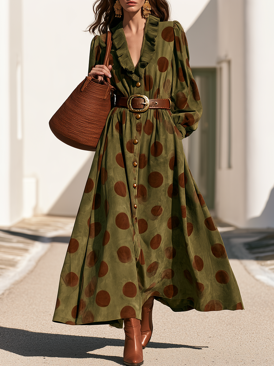 Zanise – Maxikleid aus Wildlederimitat mit Polka-Dots