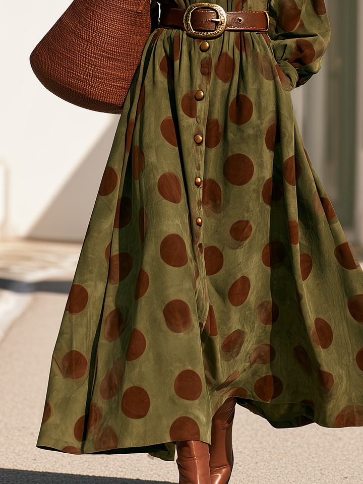 Zanise – Maxikleid aus Wildlederimitat mit Polka-Dots